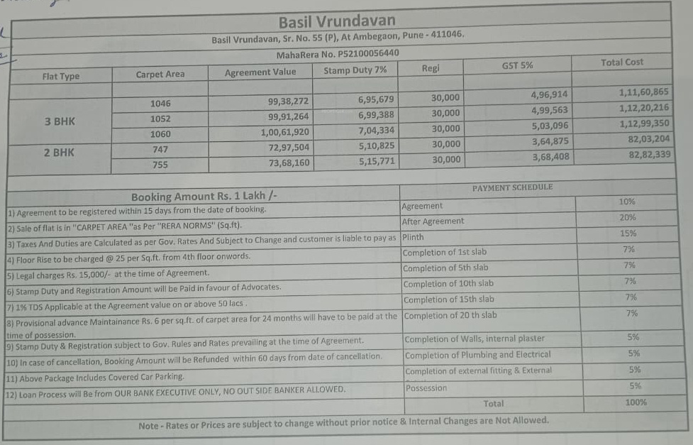 vrundavan-wing-e- Construction Linked Payment (CLP) Payment Plan