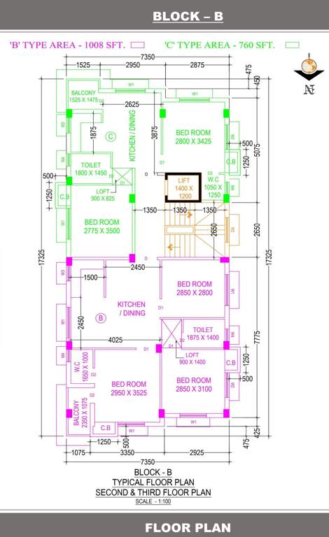  durba Block B Typical Cluster Plan