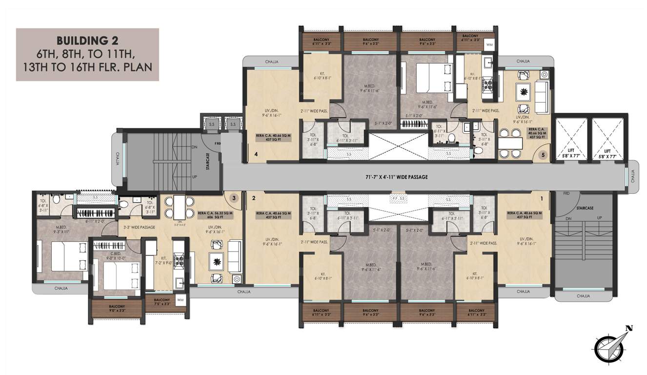  shree nandkumar mahadev ashirwad Building No 2 Cluster Plan for 6th Floor
