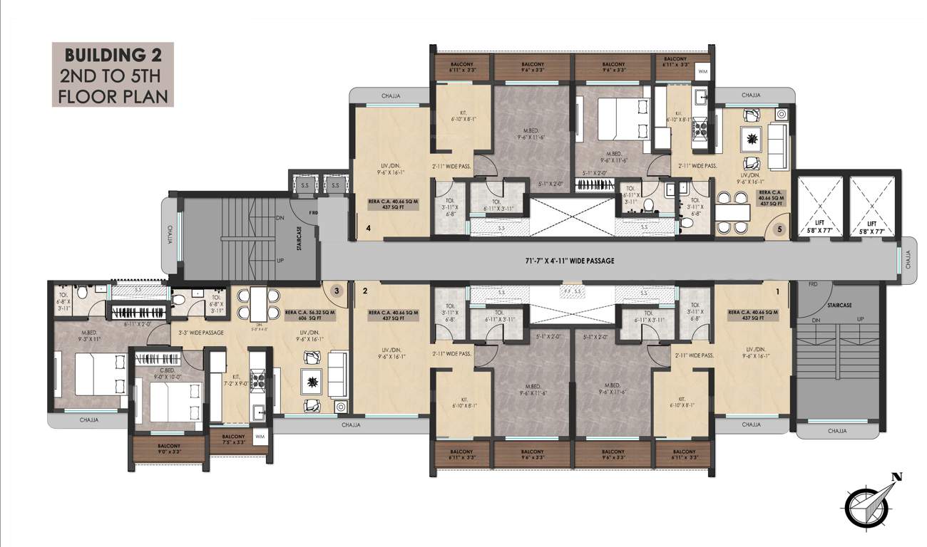  shree nandkumar mahadev ashirwad Building No 2 Cluster Plan from 2nd to 5th Floor