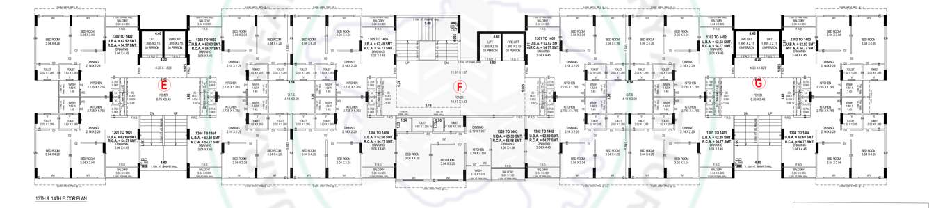  gracia Block E, F And G Cluster Plan from 13th to 14th Floor