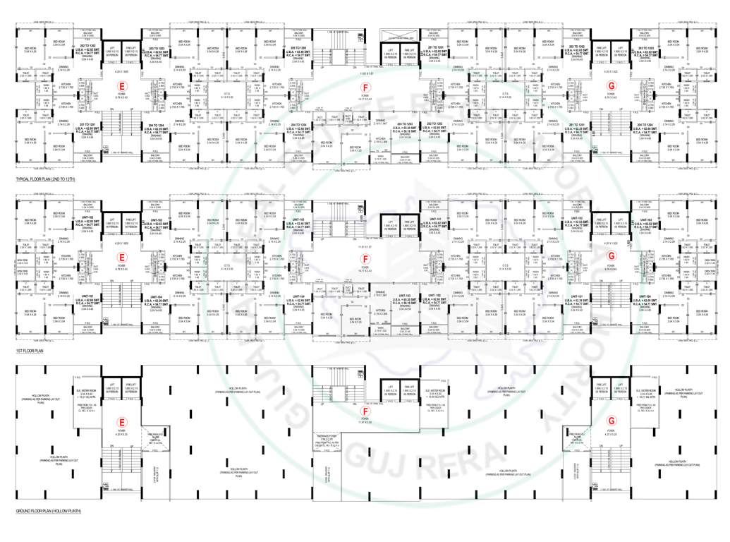  gracia Block E, F And G Cluster Plan from ground to 12th Floor
