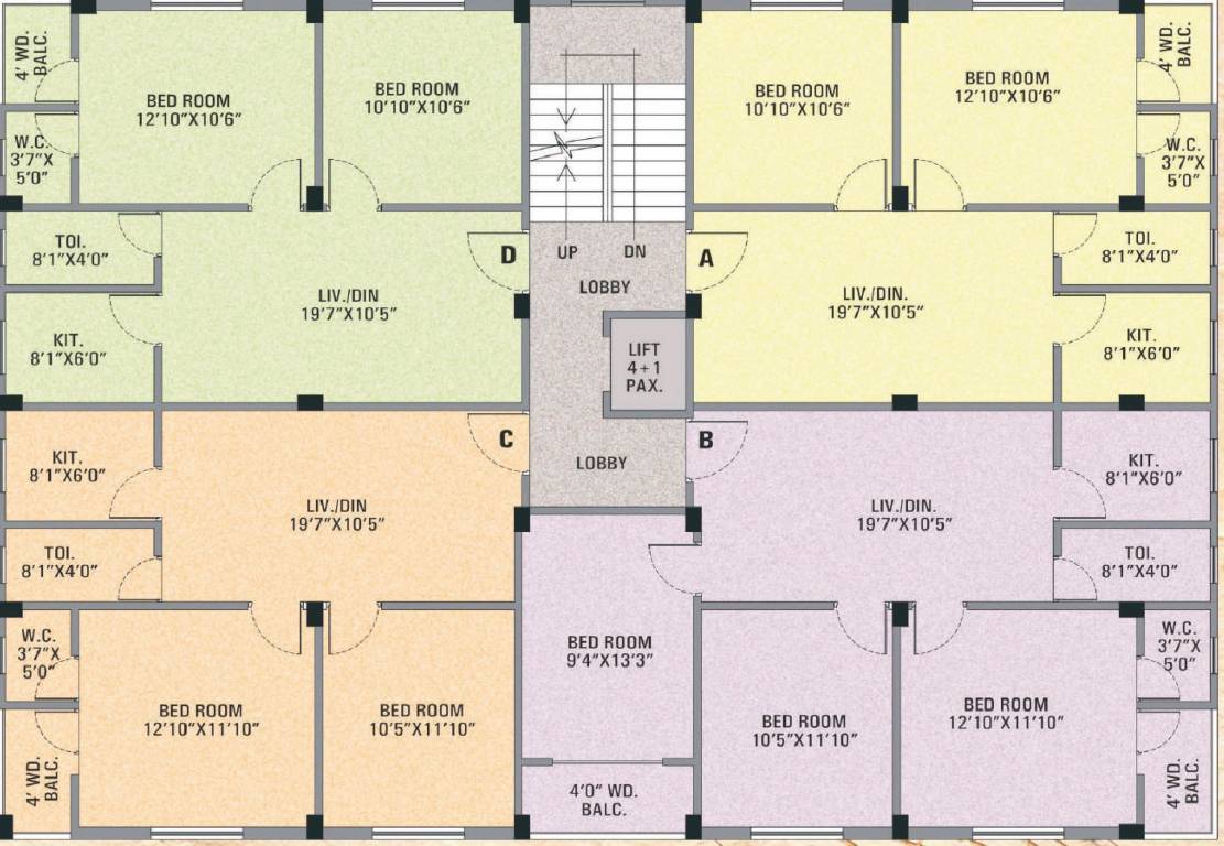  aakhay Block A Cluster Plan From 1st To 4th Floor