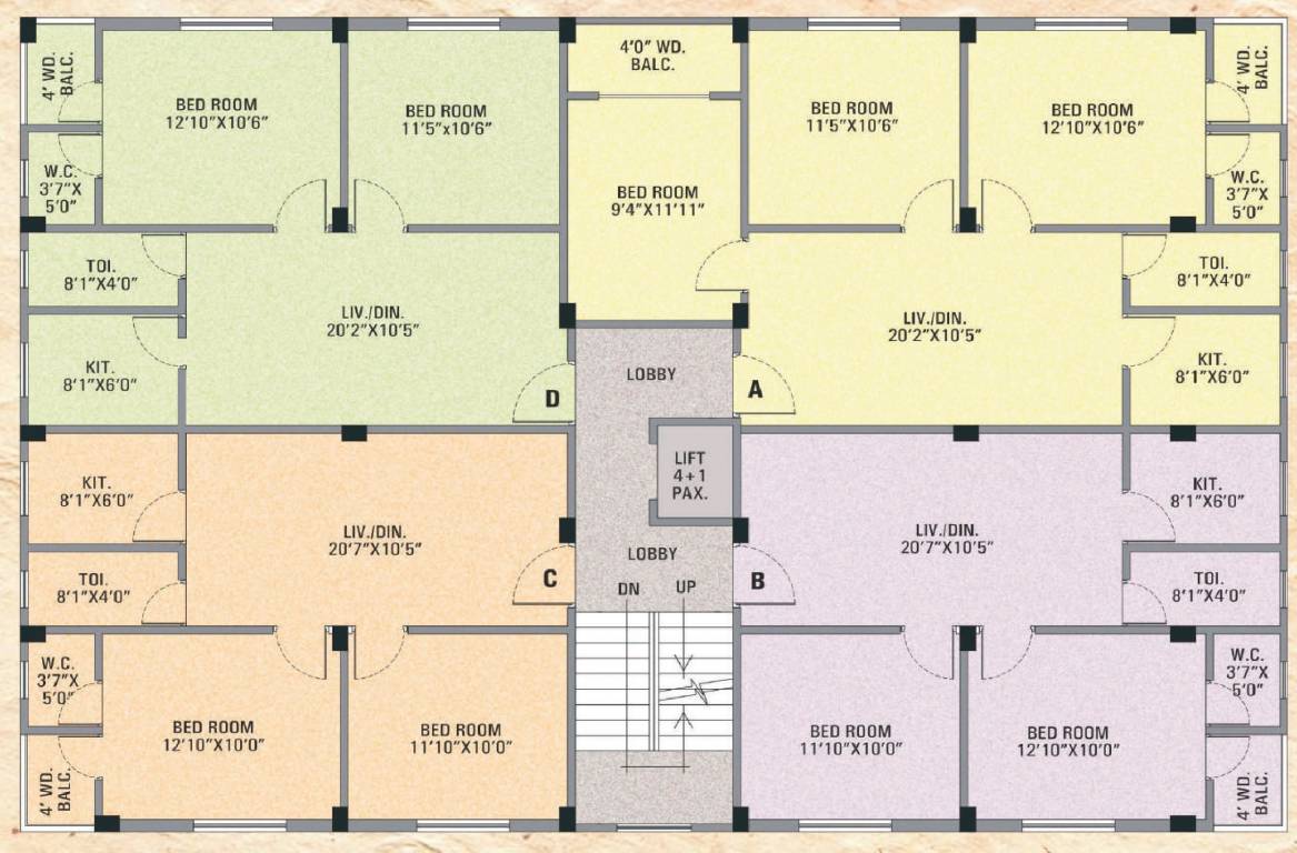  aakhay Block B Cluster Plan From 1st To 4th Floor
