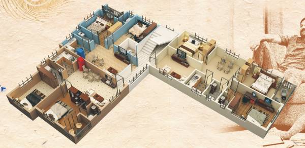  aakhay Block C Cluster Plan For Typical Floor Plan 3D