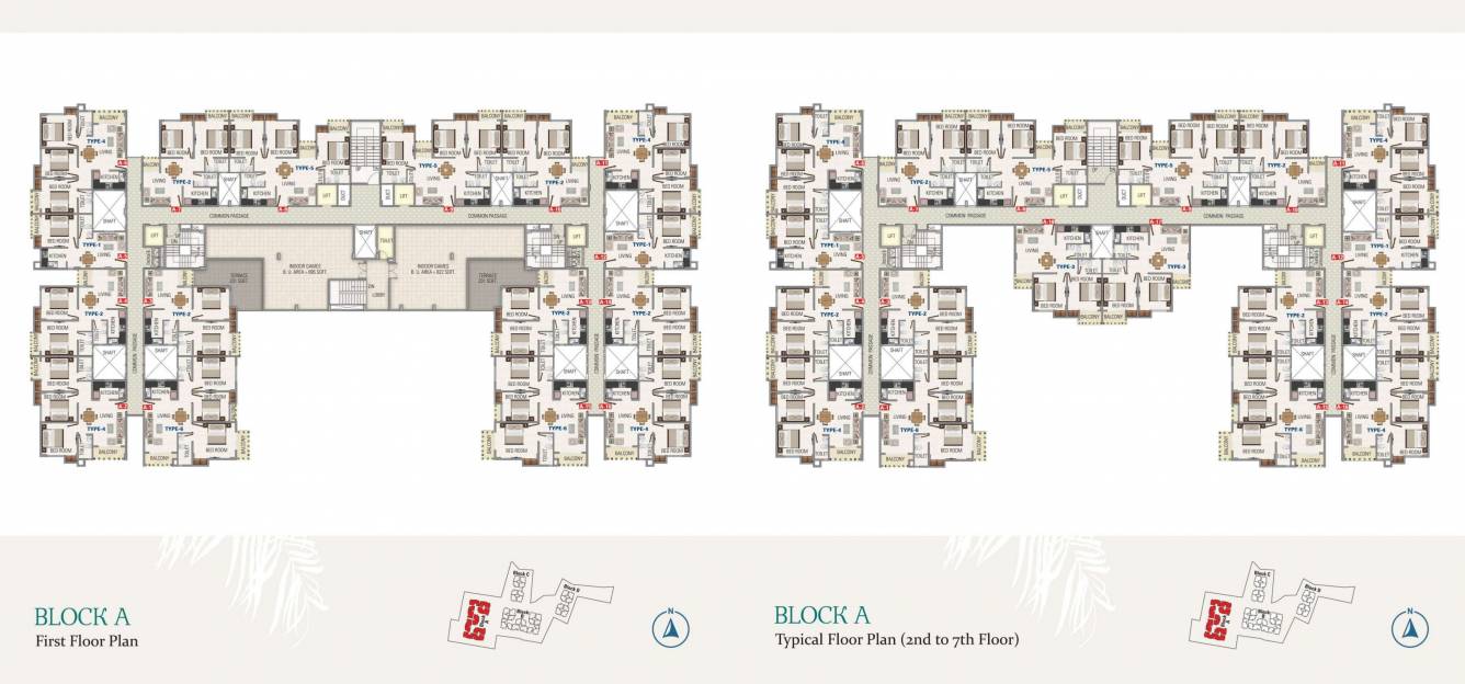 garden Block A Cluster Plan from 1st to 7th Floor
