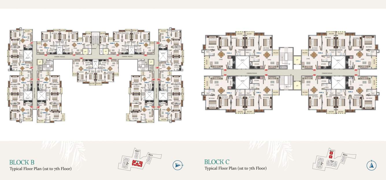 garden Block B And Block C Cluster Plan from 1st to 7th Floor