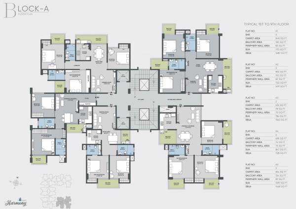 Block A Cluster Plan from 1st to 9th Floor harmony Block A Cluster Plan from 1st to 9th Floor