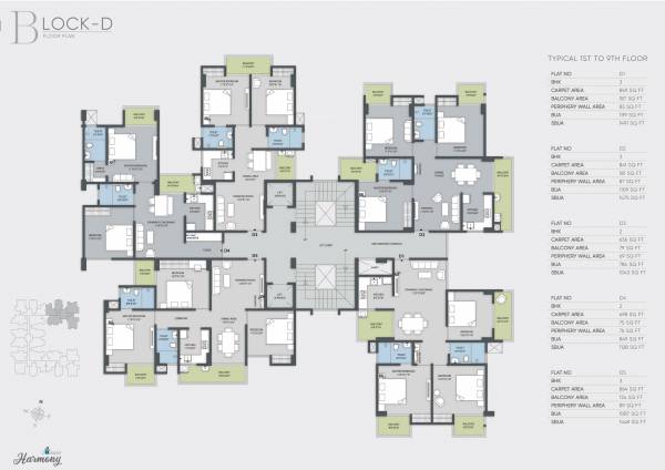 Block D Cluster Plan from 1st to 9th Floor harmony Block D Cluster Plan from 1st to 9th Floor