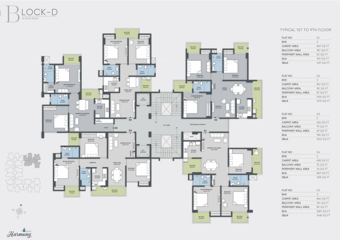 harmony Block D Cluster Plan from 1st to 9th Floor