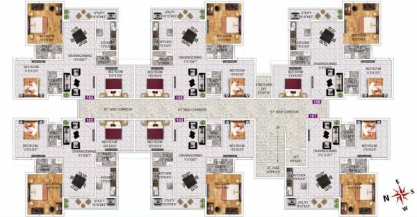  vaishno-sai-sarovar-lilly Block C Cluster Plan For Typical Floor Plan
