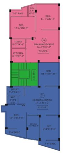  sukh-aloye-apartment Sukh Aloye Apartment Cluster Plan for 2nd Floor