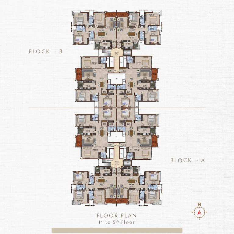  vriddhi Block A And Block B Cluster Plan from 1st to 5th Floor