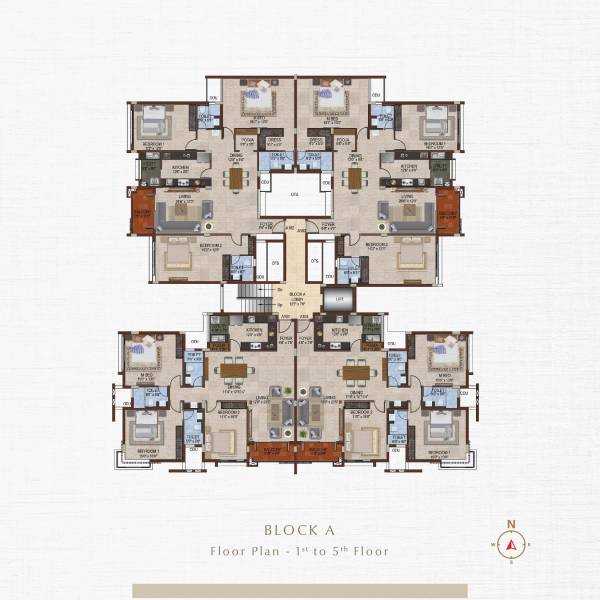  vriddhi Block A Cluster Plan from 1st to 5th Floor