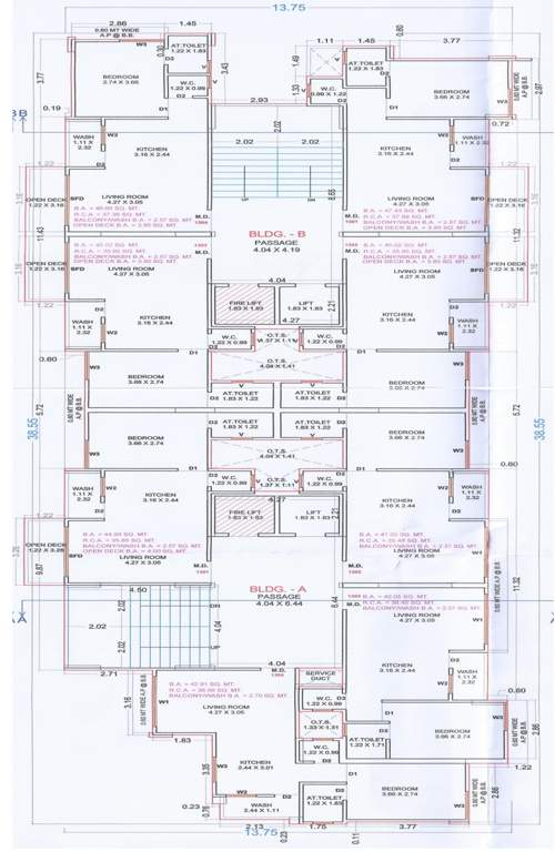  sai siddhi Block A And B  Cluster Plan for 13th Floor