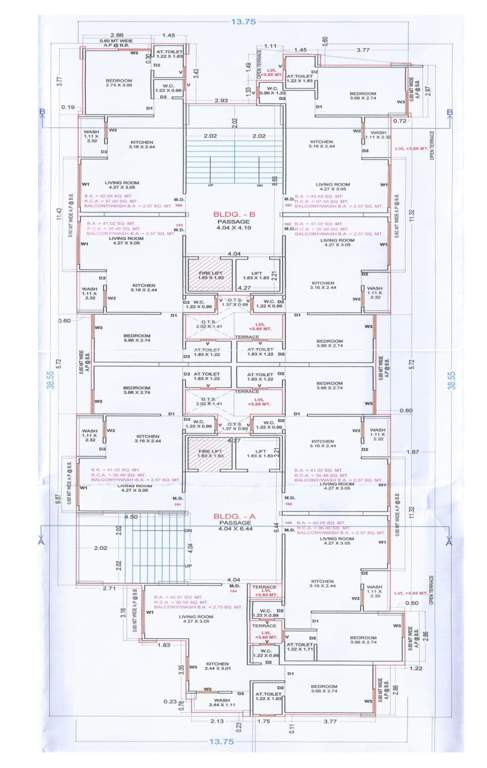  sai siddhi Block A And B Cluster Plan for 1st Floor