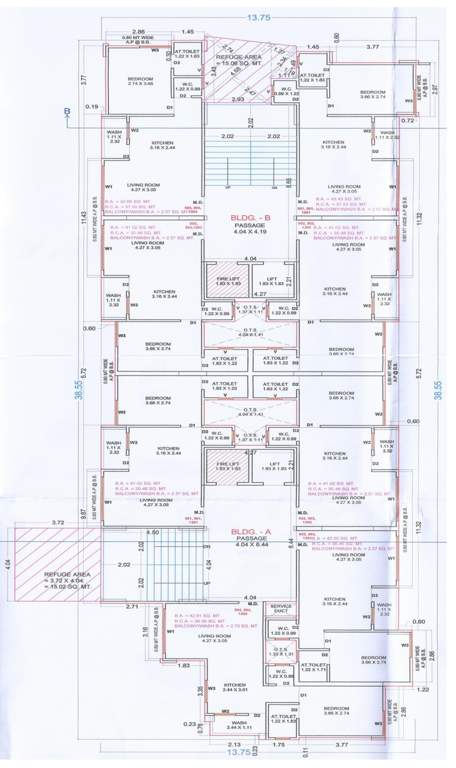  sai siddhi Block A And B  Cluster Plan from 5th to 12th Floor