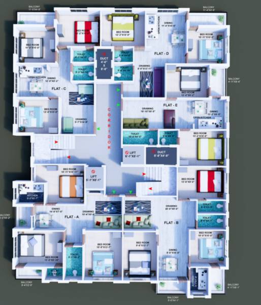  niketan-enclave Niketan Enclave Cluster Plan For Typical 3D Floor Plan Flat E