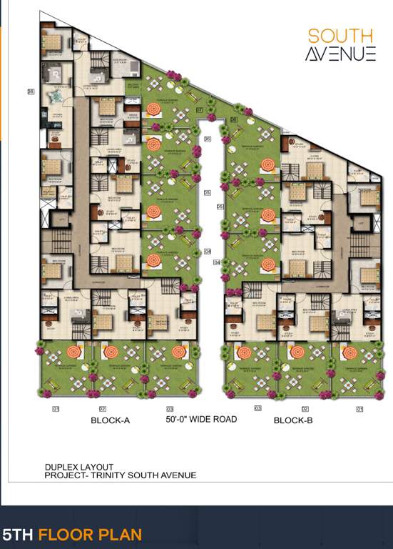  high street south avenue Block A, B Cluster Plan For 5th Floor