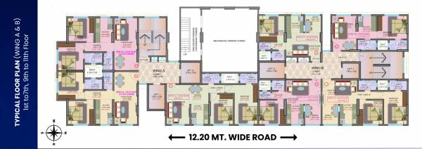 sky Wing A, B Cluster Plan from 1st to 7th Floor