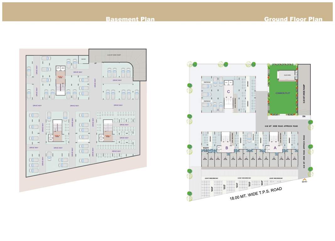  shubham lavish Block A, Block B, Block C Cluster Plan for Basement And ground Floor