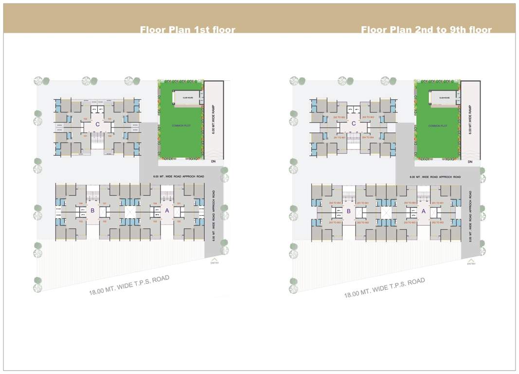  shubham lavish Block A , Block B, Block C Cluster Plan from 1st to 9th Floor