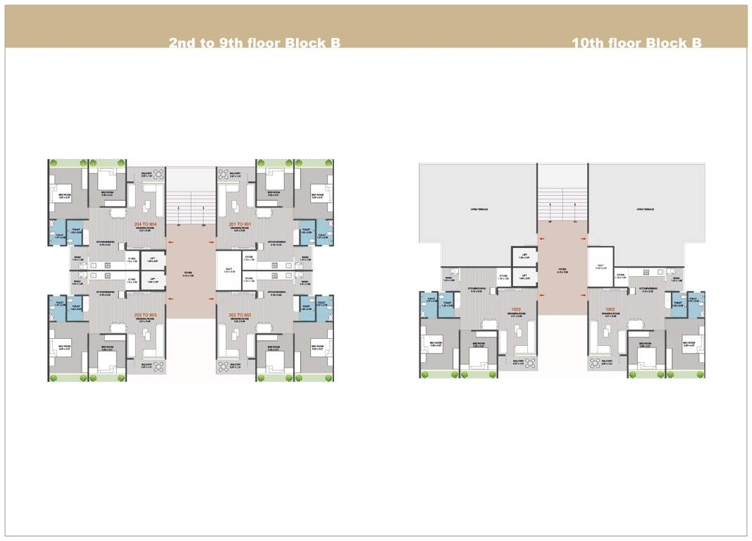  shubham lavish Block B Cluster Plan from 2nd to 10th Floor