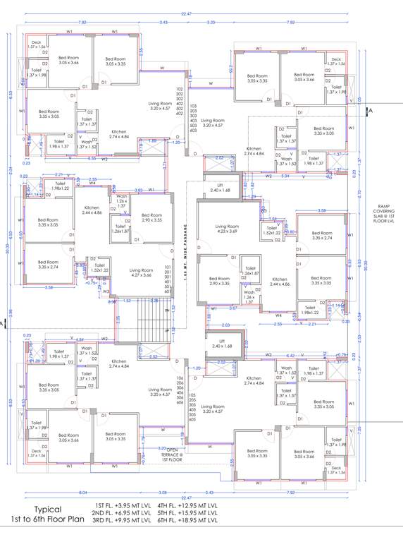  shivani park appartment 1 Cluster Plan From 1st To 6th Floor