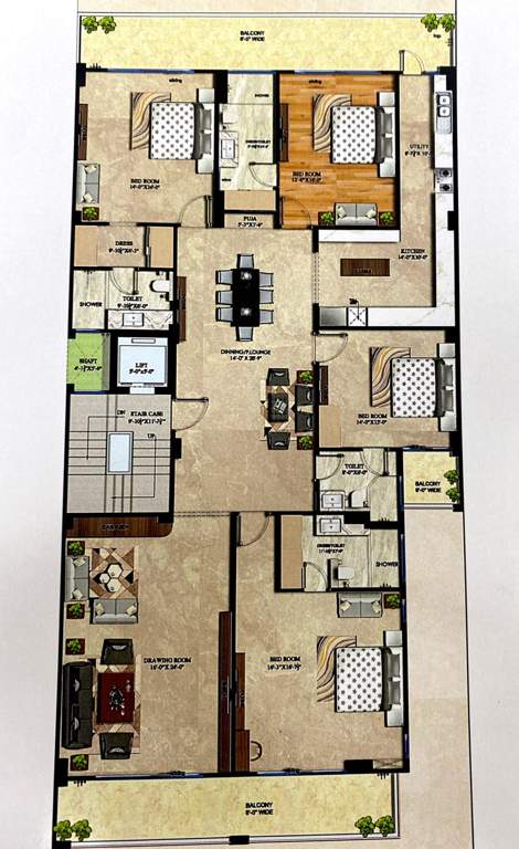  mg heights dlf phase 3 MG Heights Dlf Phase 3 Cluster Plan from 1st to 4th Floor