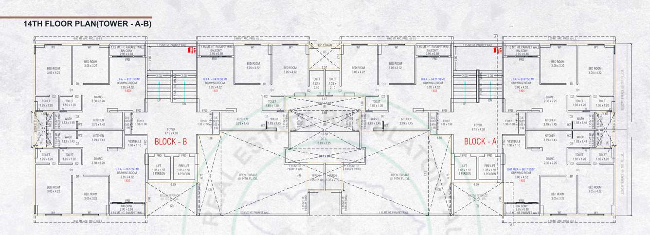  uptown Block A And B Cluster Plan for 14th Floor