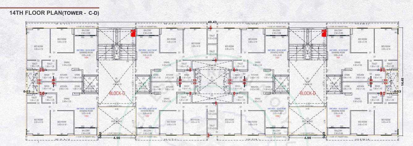  uptown Block C And D Cluster Plan for 14th Floor