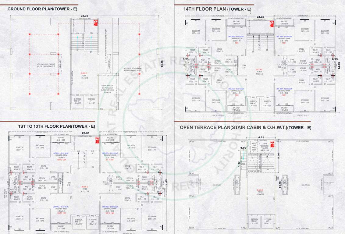  uptown Block E Cluster Plan from ground to 14th Floor