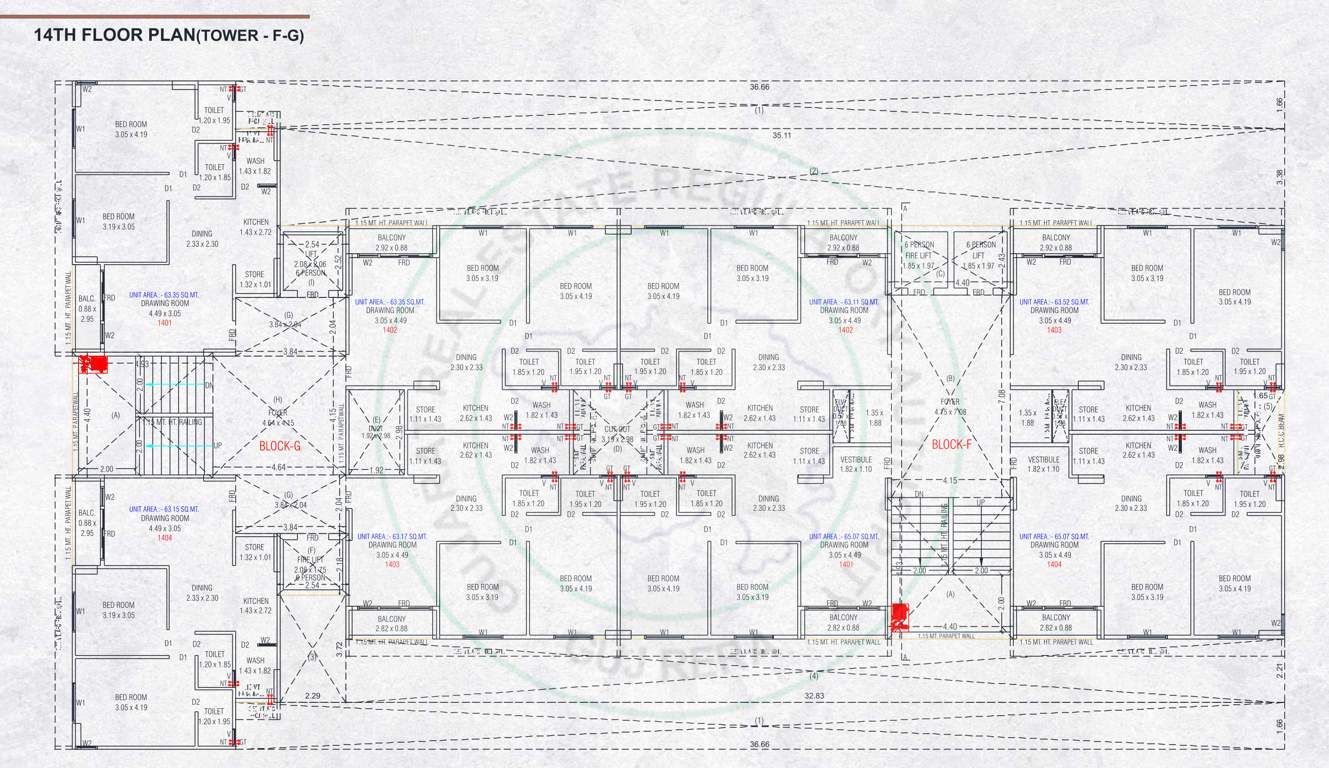  uptown Block F And G Cluster Plan for 14th Floor