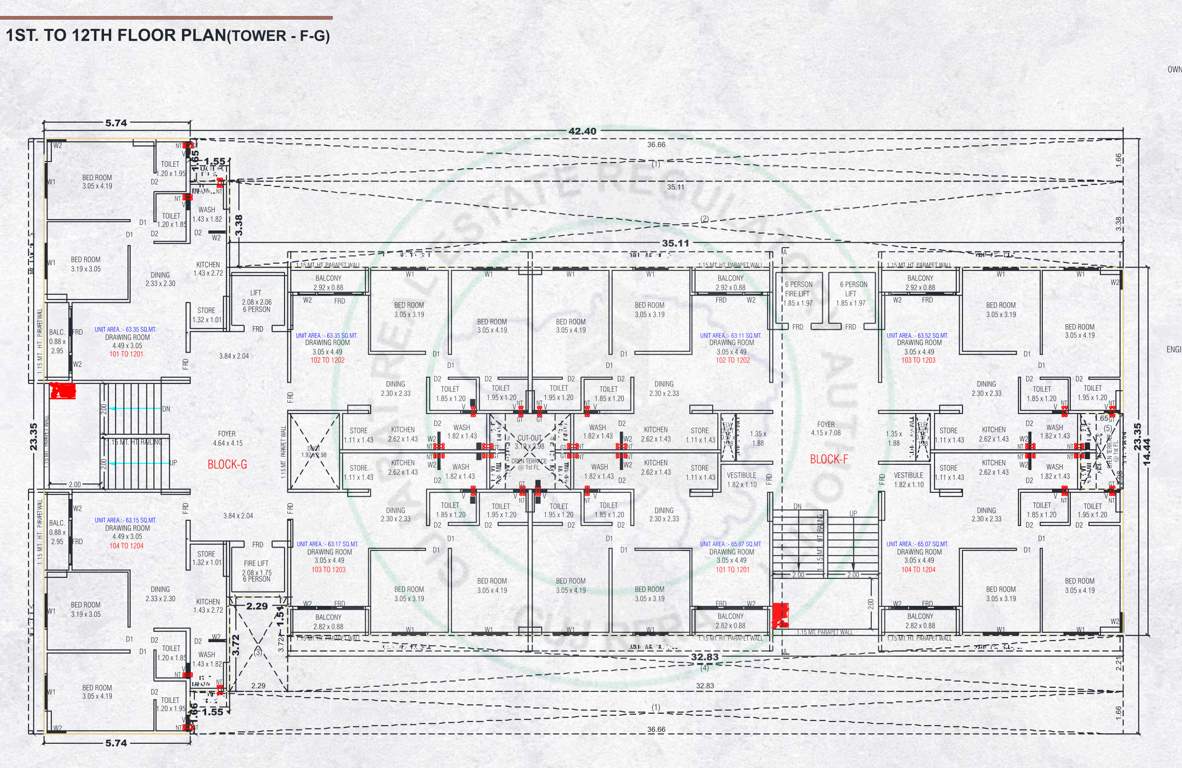  uptown Block F And G Cluster Plan from 1st to 12th Floor
