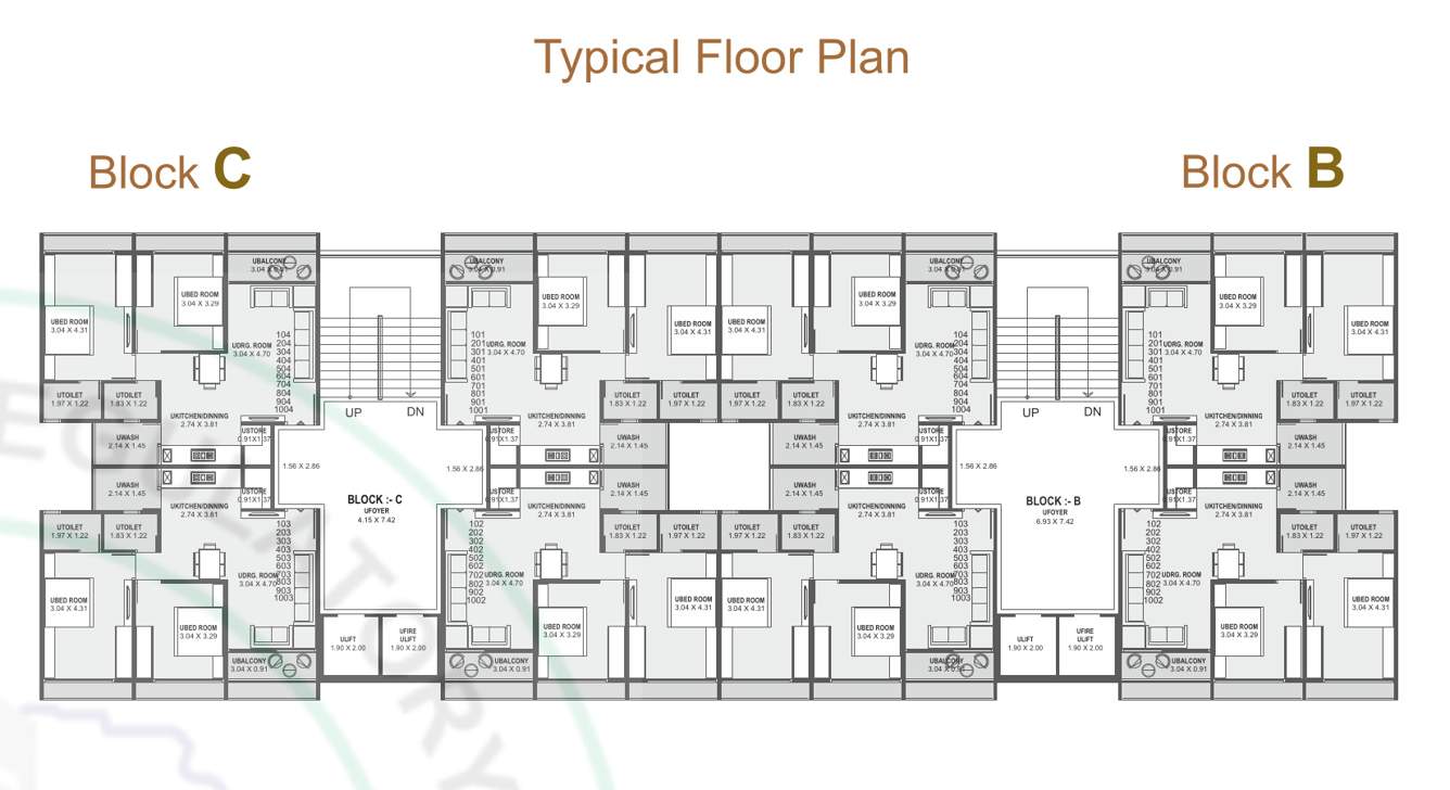  bhakti pearl Block B And C Cluster Plan from 1st to 10th Floor