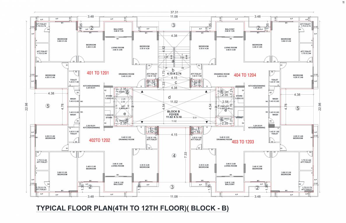  onyx luxuria Block B Cluster Plan from 4th to 12th Floor