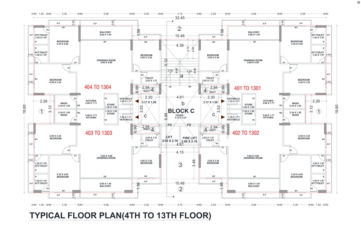  onyx luxuria Block C Cluster Plan from 4th to 13th Floor