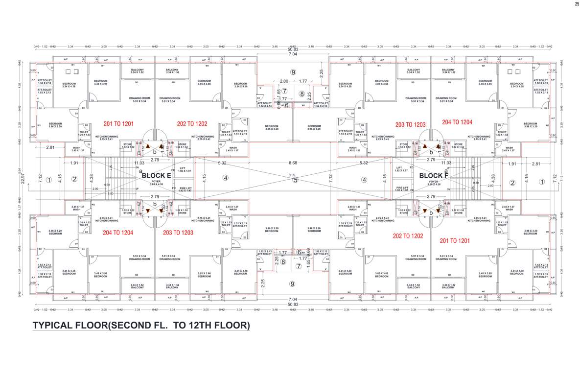  onyx luxuria Block E And F Cluster Plan from 2nd to 12th Floor