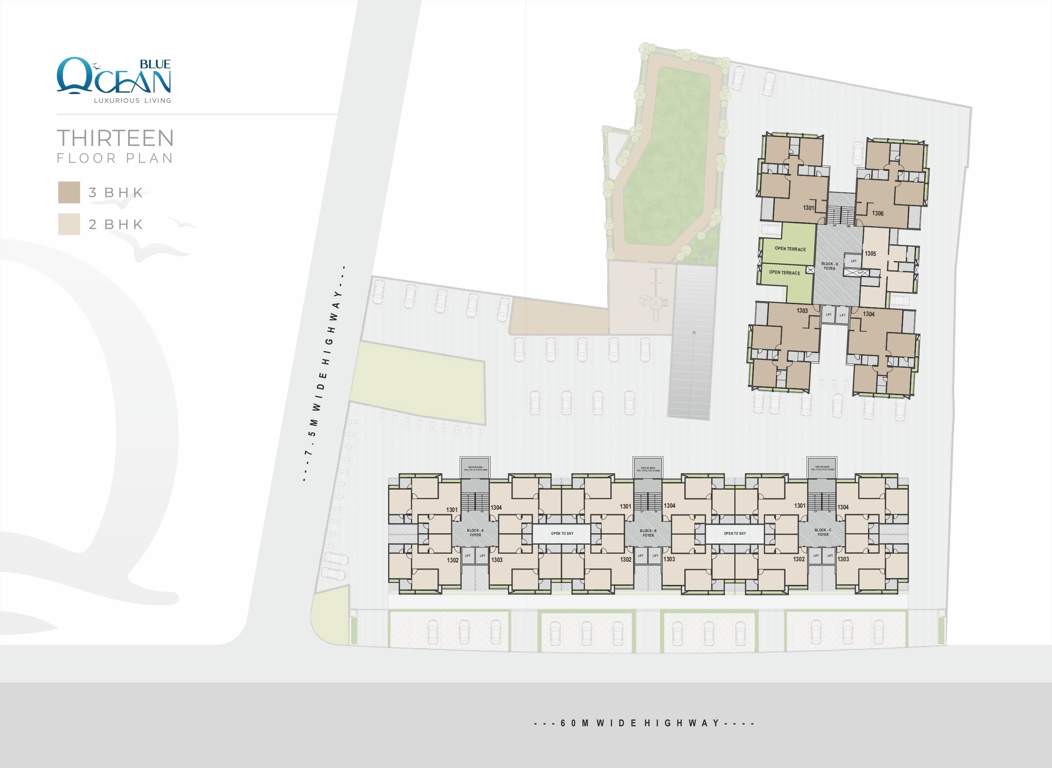  blue ocean Block A  To Block D Cluster Plan for 13th Floor