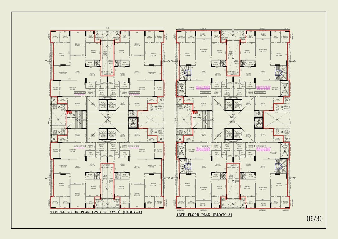  turquoise re 45 Block A Cluster Plan from 2nd to 13th Floor