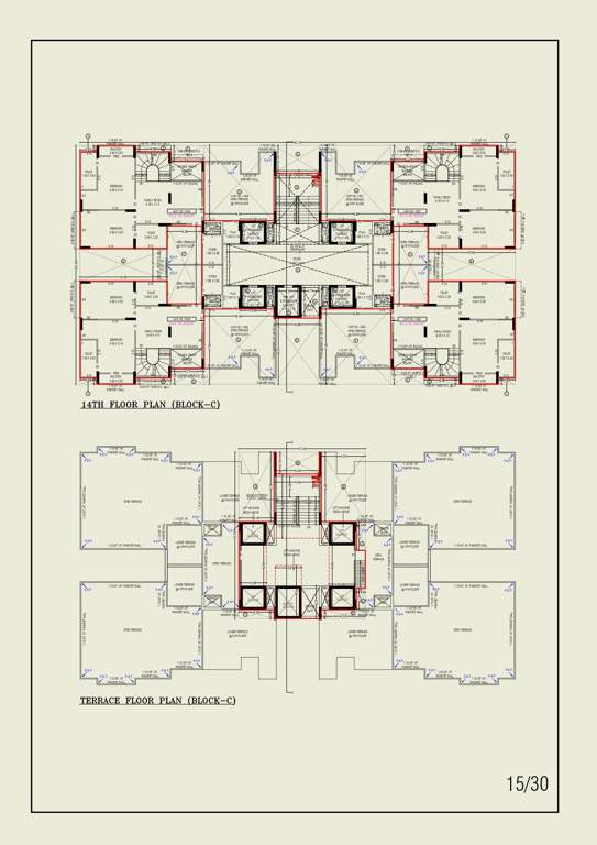  turquoise re 45 Block C Cluster Plan for 14th Floor To Terrace 