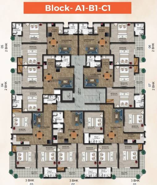  twin-chalet Block A1, Block B1, Block C1 Cluster Plan