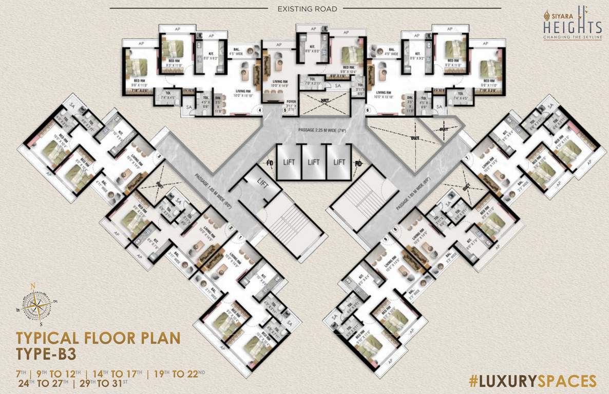  siyara heights Siyara Heights Cluster Plan for 9th Floor