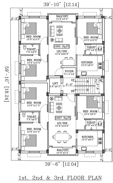  ak mithun flats AK Mithun Flats Cluster Plan from 1st to 3rd Floor