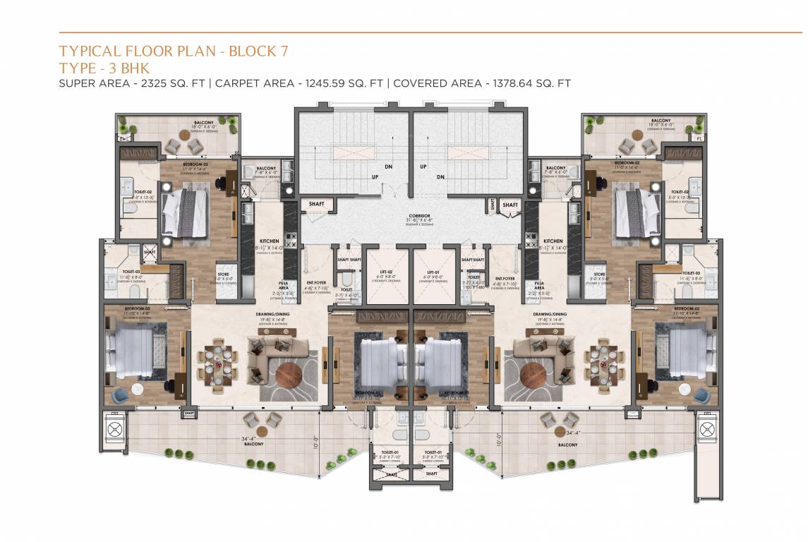 arvindam Block 7 Cluster Plan for Typical Floor