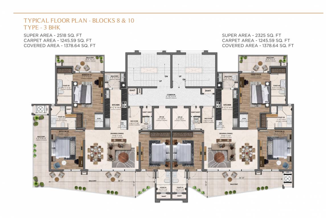arvindam Block 8 And 10 Cluster Plan for Typical Floor