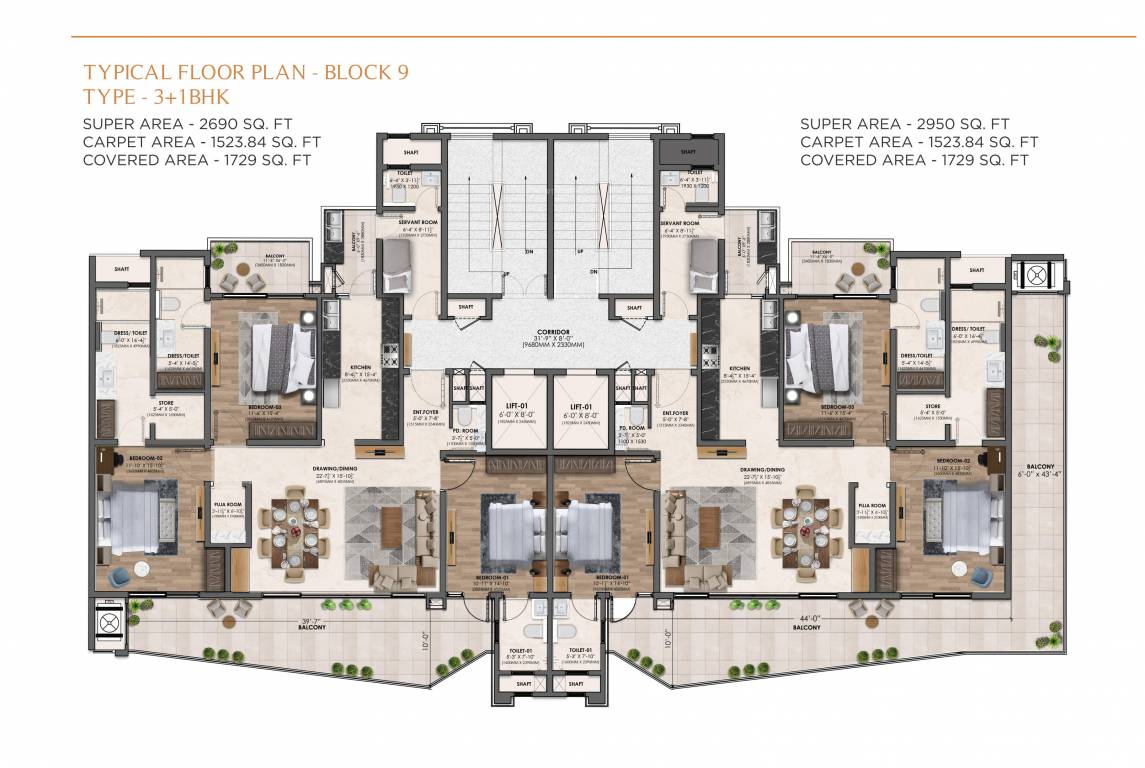 arvindam Block 9 Cluster Plan for Typical Floor