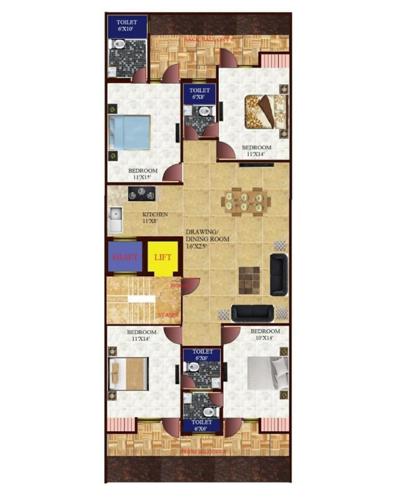  235-sqyd-swastik-construction 235 Sqyd Swastik Construction Cluster Plan from 1st to 4th Floor
