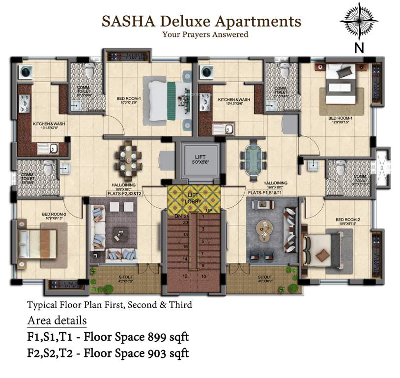  sasha deluxe apartment Sasha Deluxe Apartment Cluster Plan from 1st to 3rd Floor
