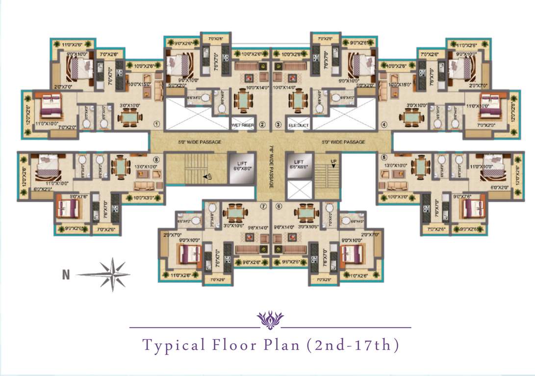  pride building no 3 Prithvi Pride Building No 3 Cluster Plan from 2nd to 17th Floor